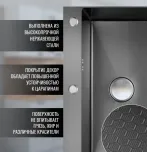 Кухонная мойка VANS 600x505x200 мм Black DECOR