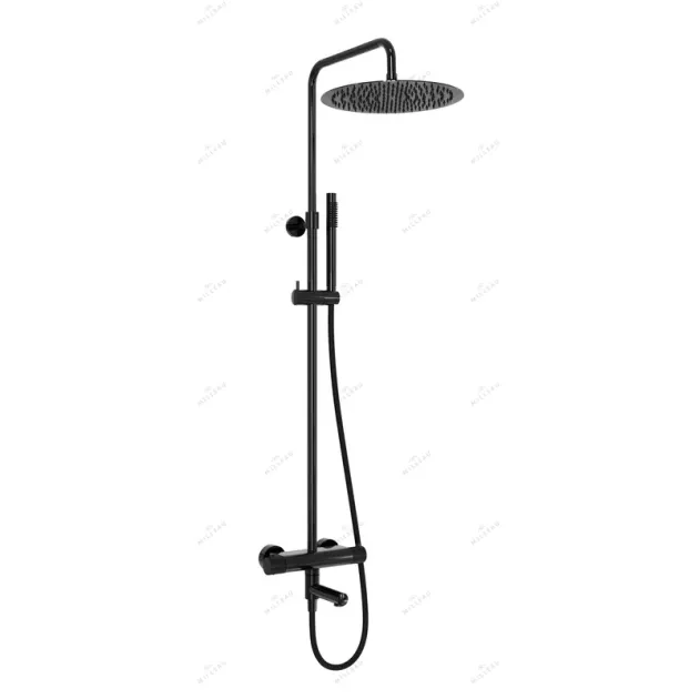 Душевая система с термостатом MILLEAU Tissage ML8075BKS.DT-GB (Cool touch) с изливом, Черный глянец