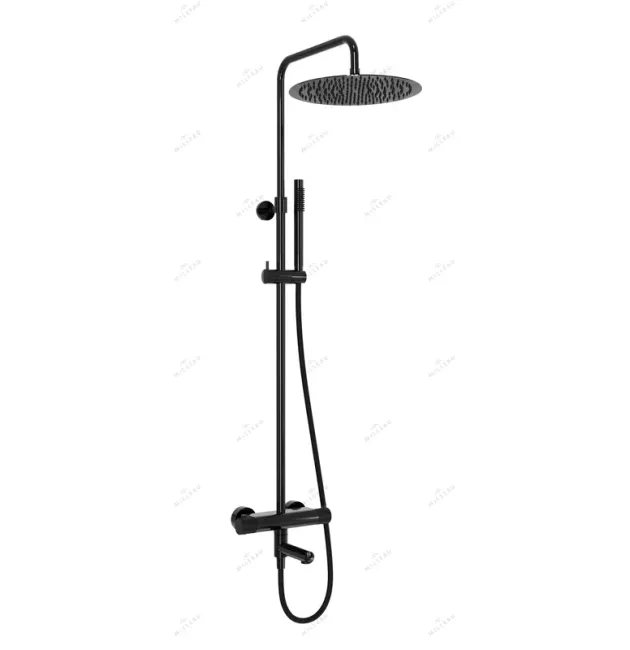 Душевая система с термостатом MILLEAU Tissage ML8075BKS.DT-GB (Cool touch) с изливом, Черный глянец