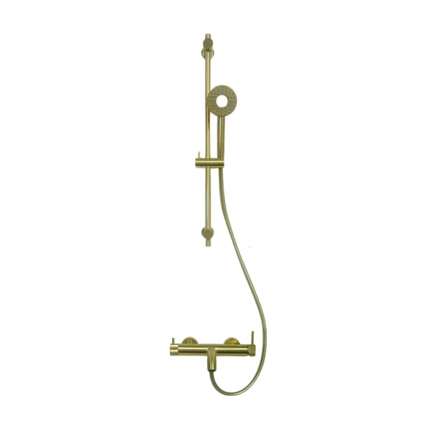 Смеситель для ванны и душа MILLEAU Tissage ML81803M/0705BDQ-BG c душевым гарнитуром, Золото браш