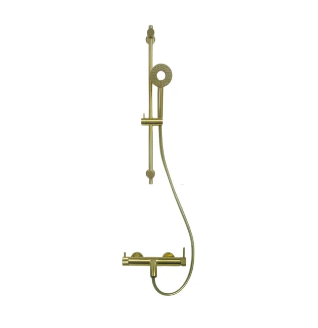 Смеситель для ванны и душа MILLEAU Tissage ML81803M/0705BDQ-BG c душевым гарнитуром, Золото браш