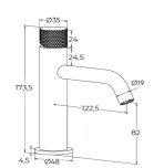 Смеситель для раковины MILLEAU Tissage ML0321KLS-GB, Черный глянец