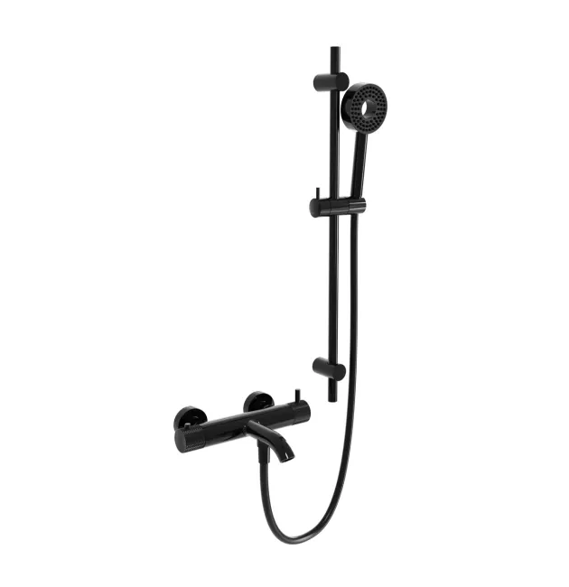 Смеситель для ванны и душа MILLEAU Tissage ML81803M/0705BDQ-GB c душевым гарнитуром, Черный глянец