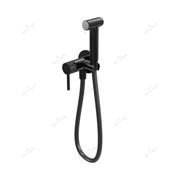 Смеситель с гигиеническим душем MILLEAU Tissage ML12056BK-GB с монтажным блоком (встройка), Черный глянец