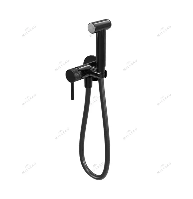 Смеситель с гигиеническим душем MILLEAU Tissage ML12056BK-GB с монтажным блоком (встройка), Черный глянец